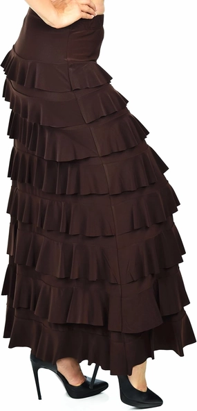 Dare2BStylish Women Waterfall 8 Tiered Boho Layered Maxi Skirt | Reg & Plus Sizes
