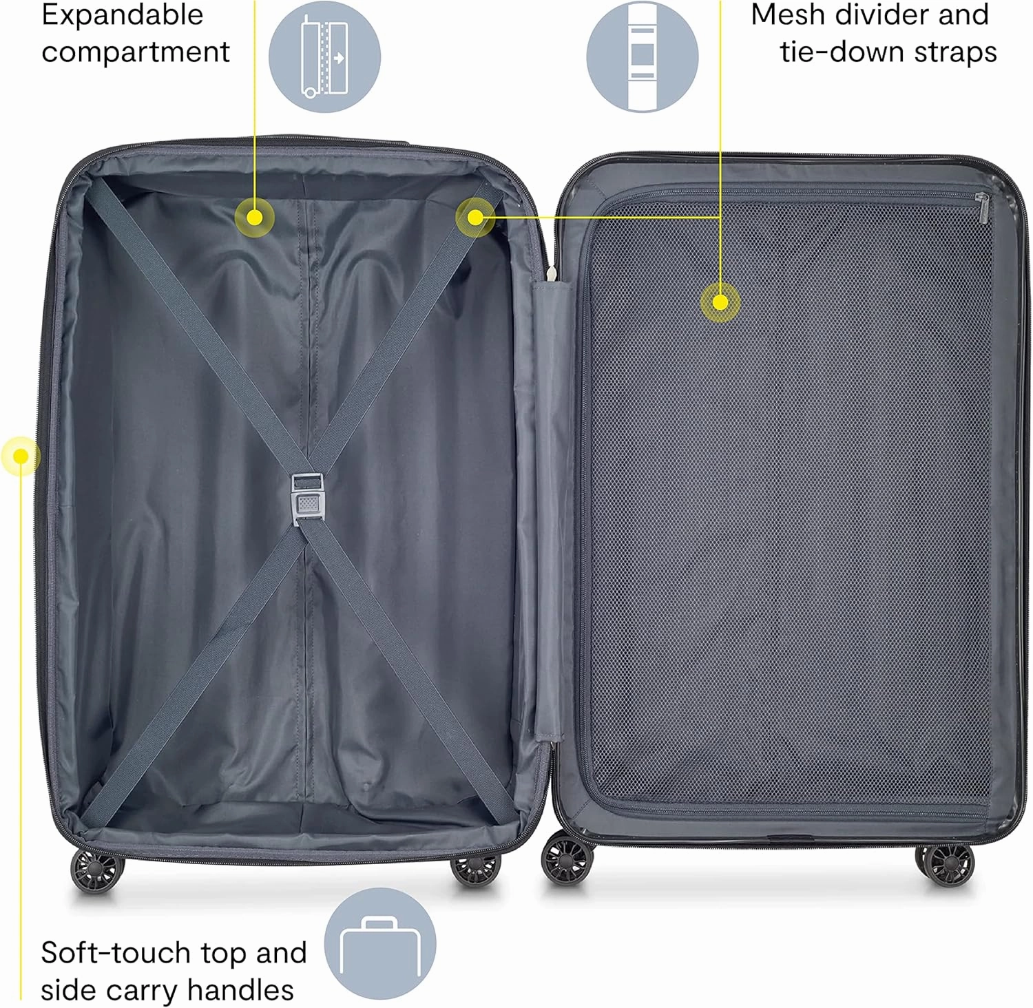 Delsey Luggage Aero 2 Piece Set (19"/29") Spinner Suitcase (Charcoal)