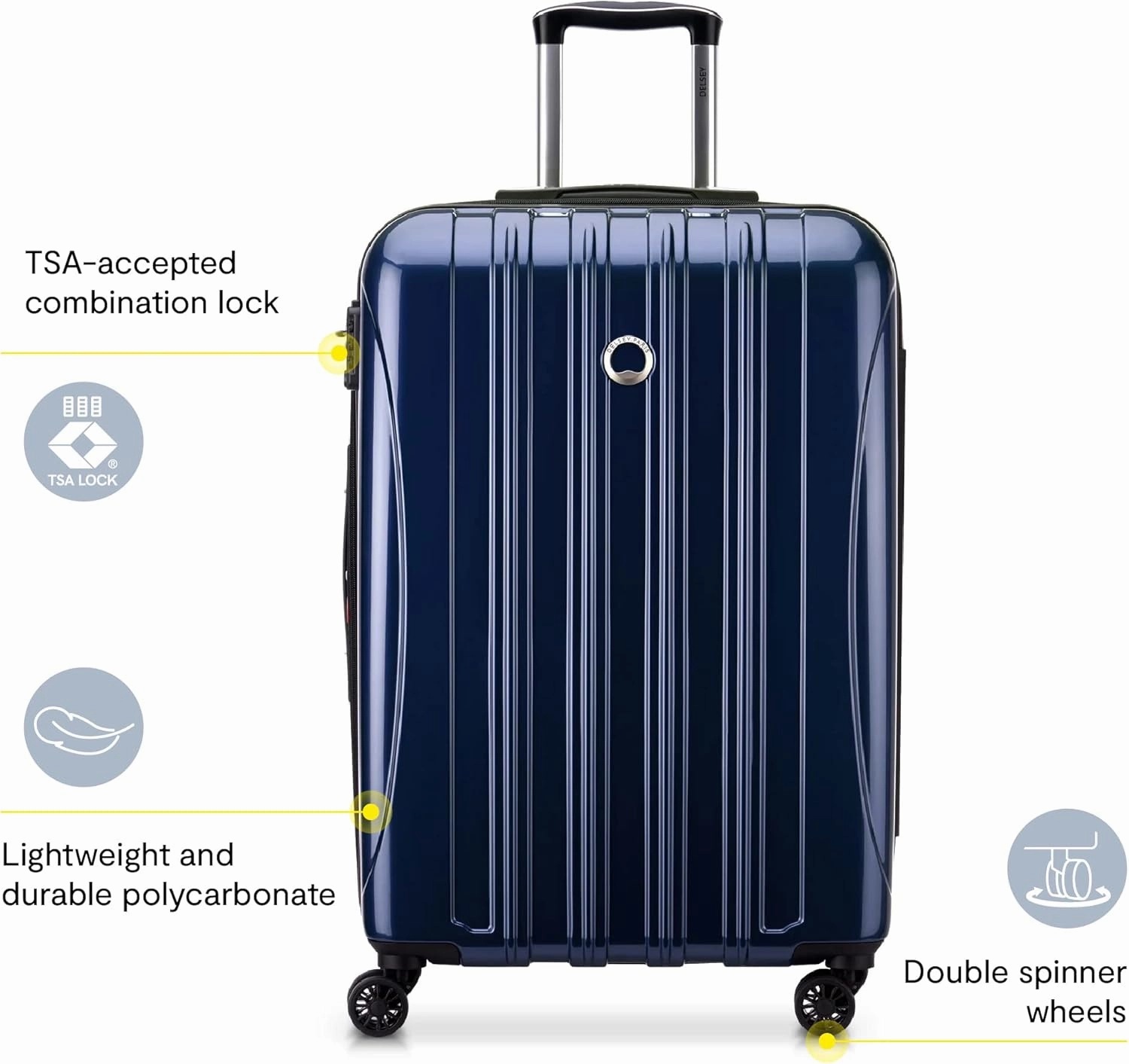 Delsey Luggage Aero 2 Piece Set (19"/29") Spinner Suitcase (Charcoal)