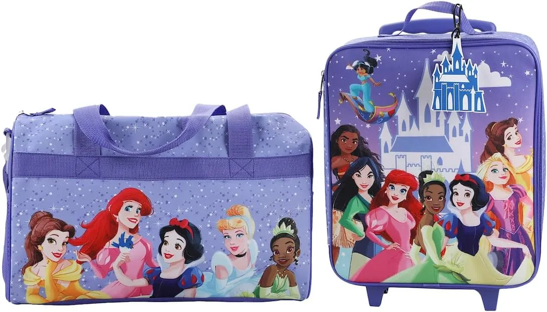 Disney Princess Castle & Princesses 3-Piece Youth Duffle Bag Travel Set With Pilot Case & Luggage Tag