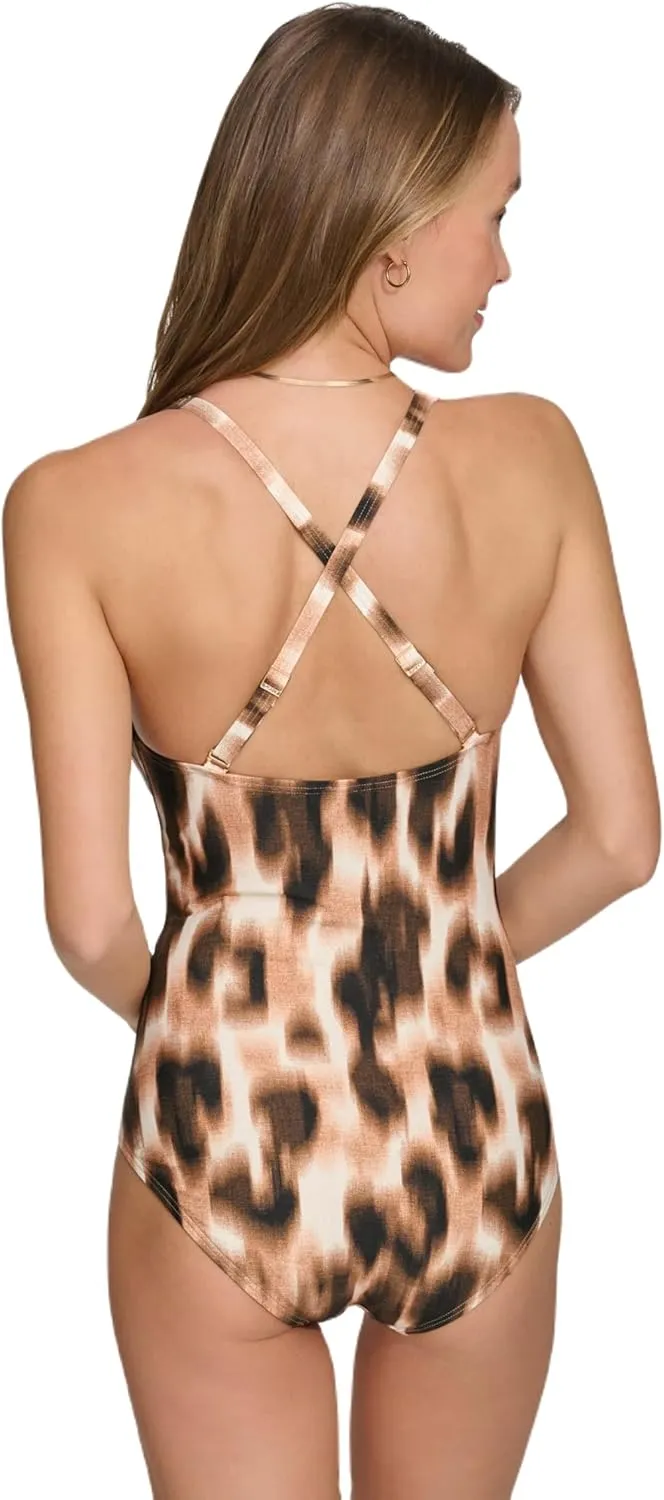 DKNY Women's One Piece Sweetheart Neck Bathing Suit