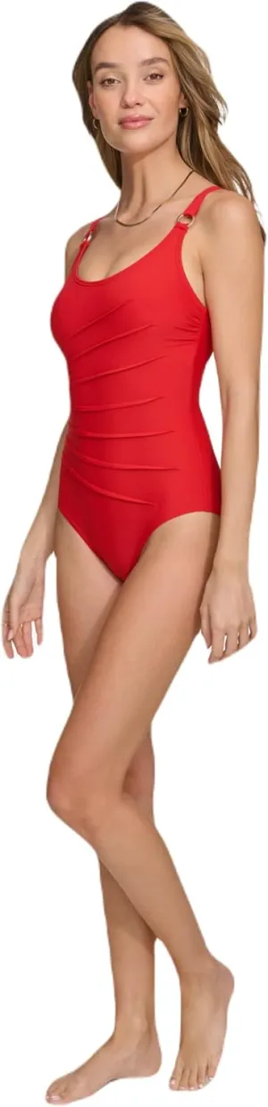 DKNY Women's Over The Shoulder One Piece Swimwuit
