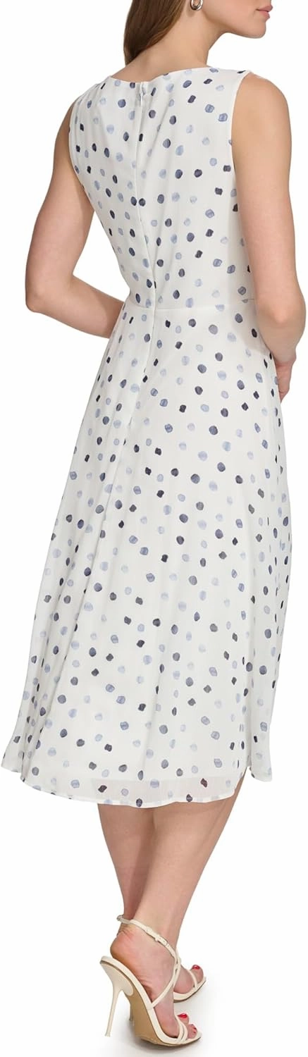 DKNY womens Sleeveless Side Drape Midi Dress