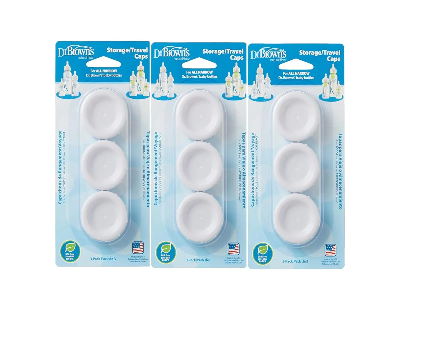 Dr. Brown's Natural Flow Standard Storage Travel Caps Replacement, 9 Count (Pack of 1)