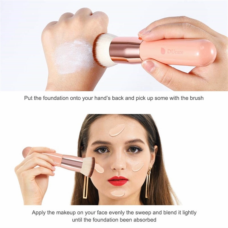 DUcare Foundation Brush Flat Top Kabuki Makeup Brushes Synthetic Hair Liquid Blending Mineral Powder Buffing Stippling Cosmetics
