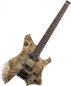 EART Headless Electric Guitar GW2 fixed Bridge for 6 String Travel Guitar For Travel and Performance Right, Stainless Steel Frets,Black