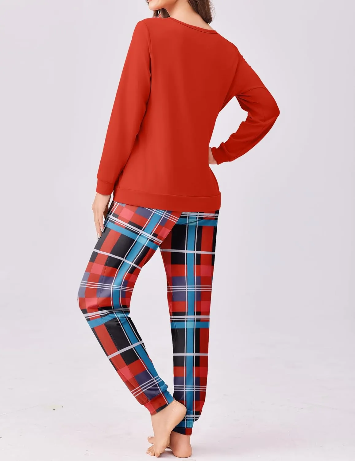Ekouaer Pajama Sets for Women 2 Piece Plaid Pjs Long Sleeve Lounge Sets Comfy Gingham Nightwear with Pockets