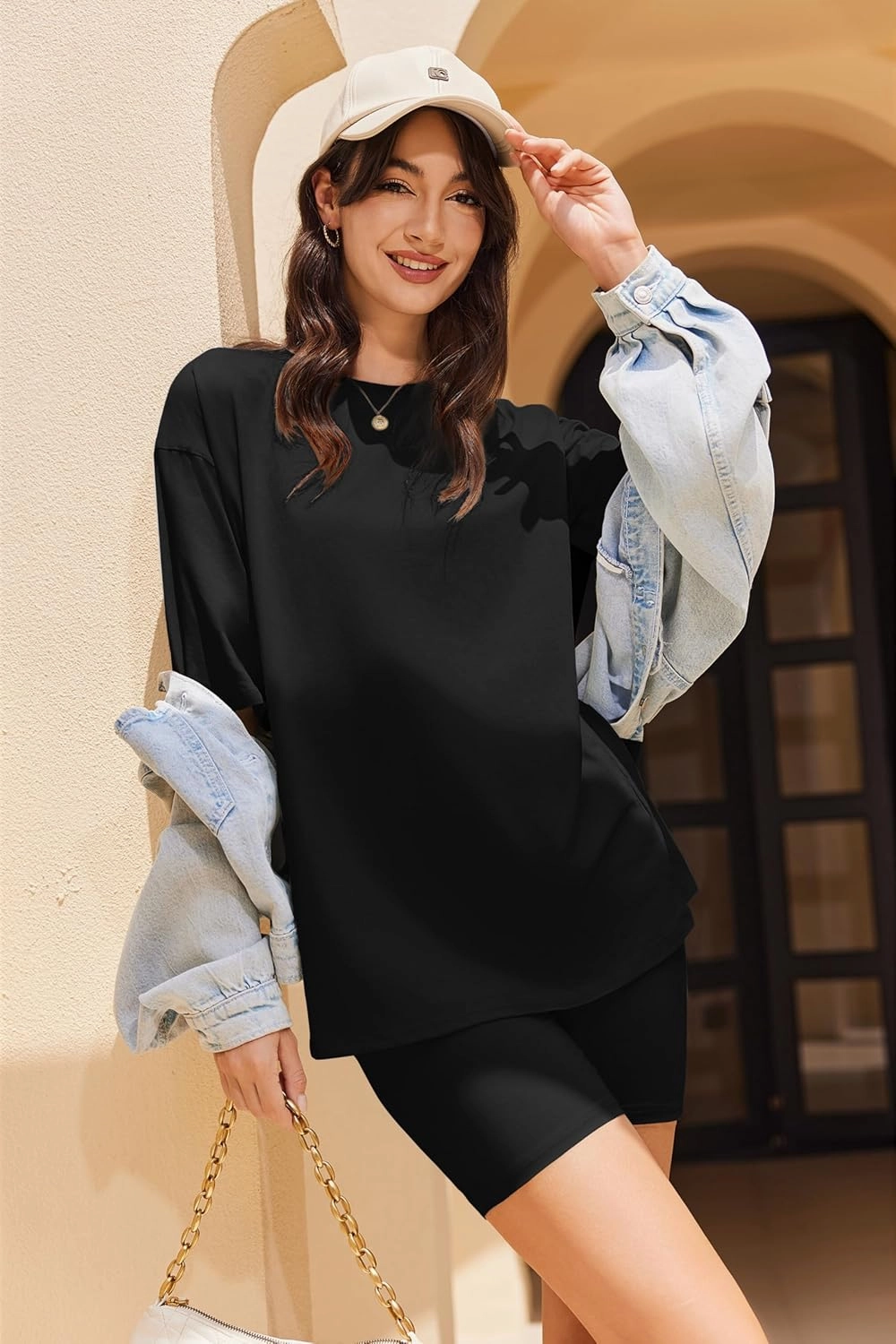 Ekouaer Women Cotton Lounge Sets Summer Outfits T-Shirt Top and Biker Short Set 2 Piece Matching Tracksuit S-XXL