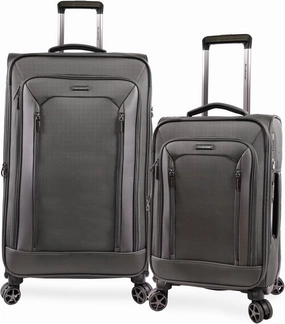 Elswood 2pc Softside Spinner Luggage, Dark Charcoal, 2 Piece Set