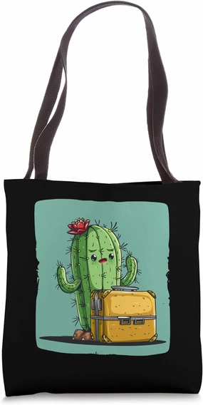 Exciting Travel Cactus Design with Suitcase for Trendsetters Tote Bag