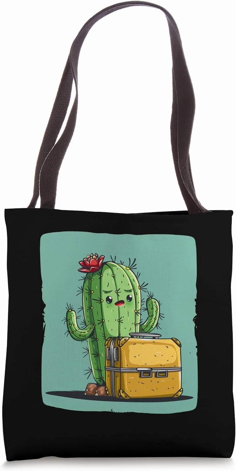 Exciting Travel Cactus Design with Suitcase for Trendsetters Tote Bag