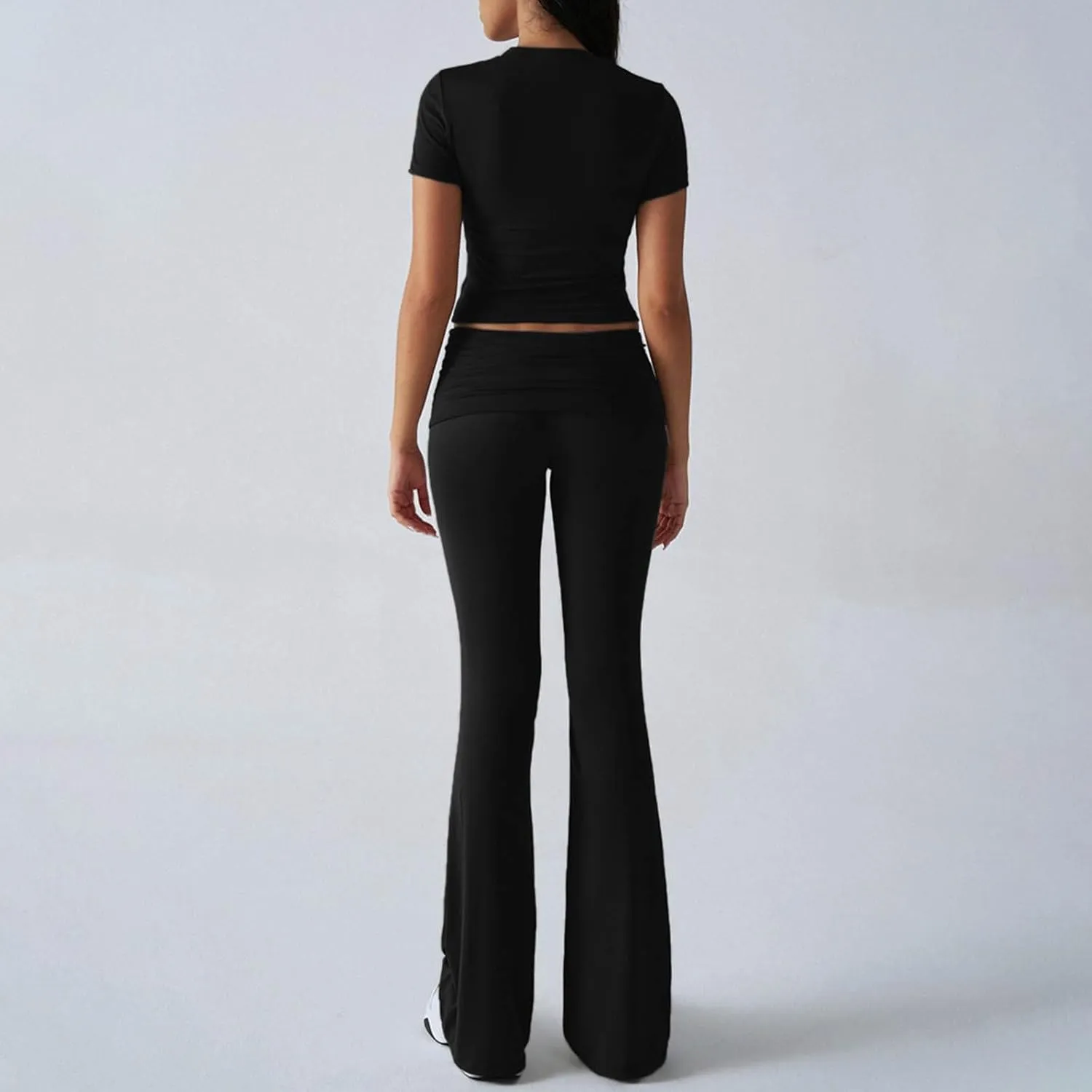 Fashion Casual Sweatsuits Women Pocket Set Half Sleeve O Neck Top and Wide Leg Trouser Set 2025 Tracksuits