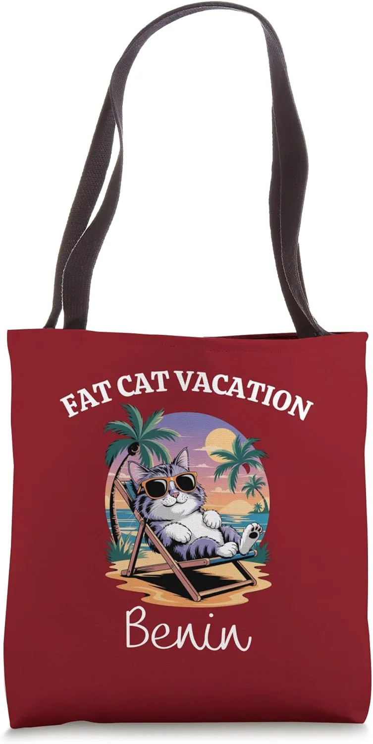 Fat Cat Vacation Benin Travel Benin Tote Bag
