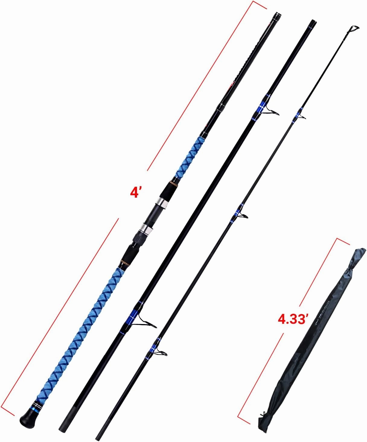 Fiblink Surf Spinning Fishing Rod Carbon Travel Surf Rod 2 Piece/3 Piece/4 Piece Spinning Fishing Rod 9'/10'/11'/12'/15'