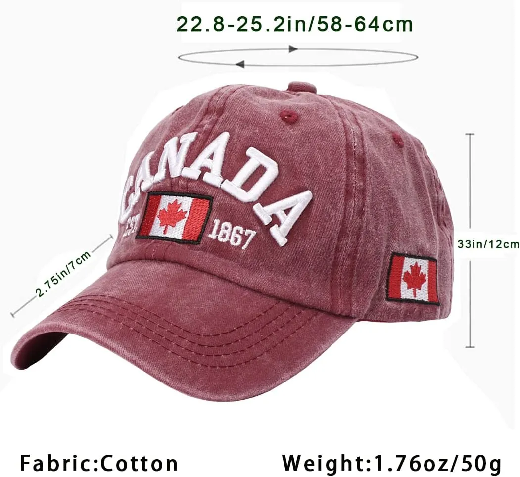 Foetest Adjustable Cap Cotton Hat Baseball Cap Canada Cap Hat Flag Cap Casual Headwear Embroidery