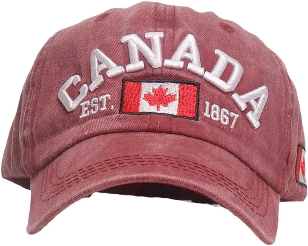 Foetest Adjustable Cap Cotton Hat Baseball Cap Canada Cap Hat Flag Cap Casual Headwear Embroidery