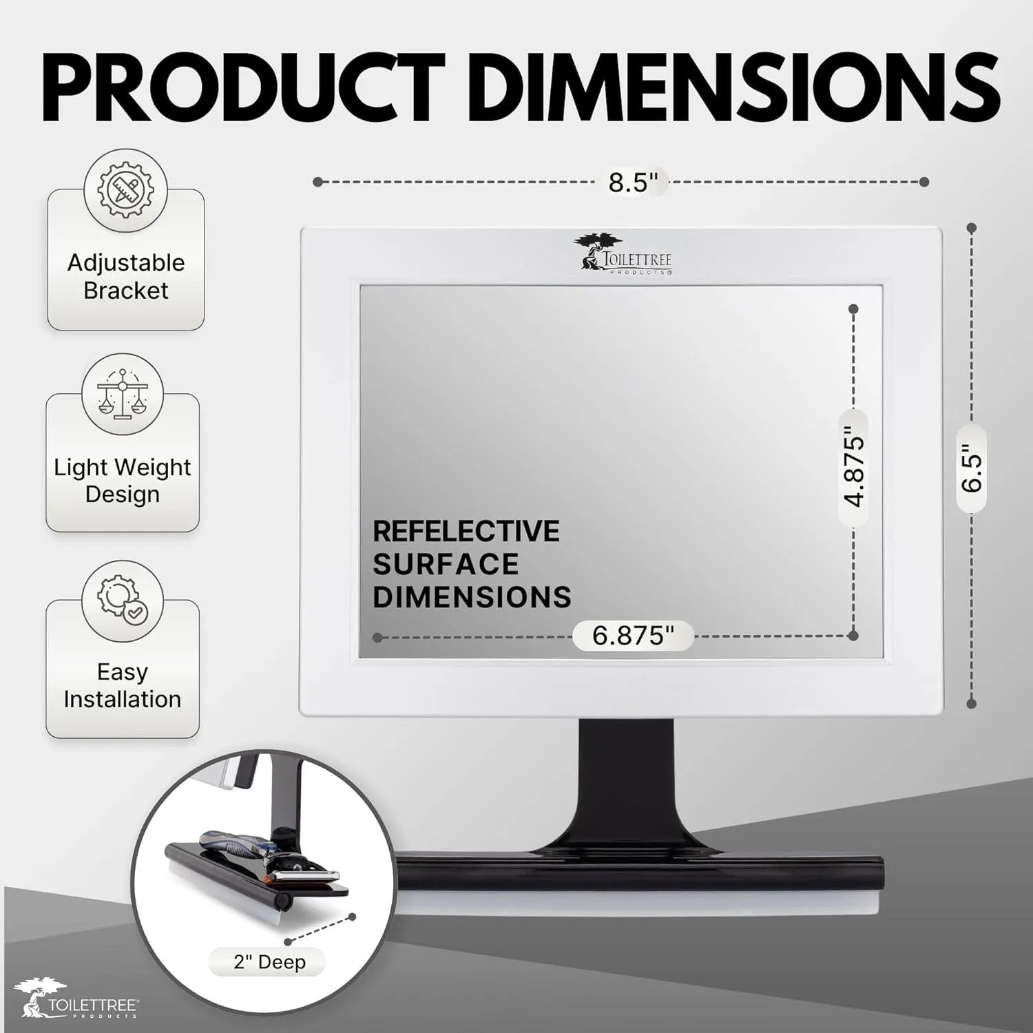 Fogless Shower Mirror with Squeegee - Anti-Fog Mirror - Adjustable Shaving Mirror with a Squeegee - Rust-Proof, Impact-Resistance Bathroom Shower Mirror