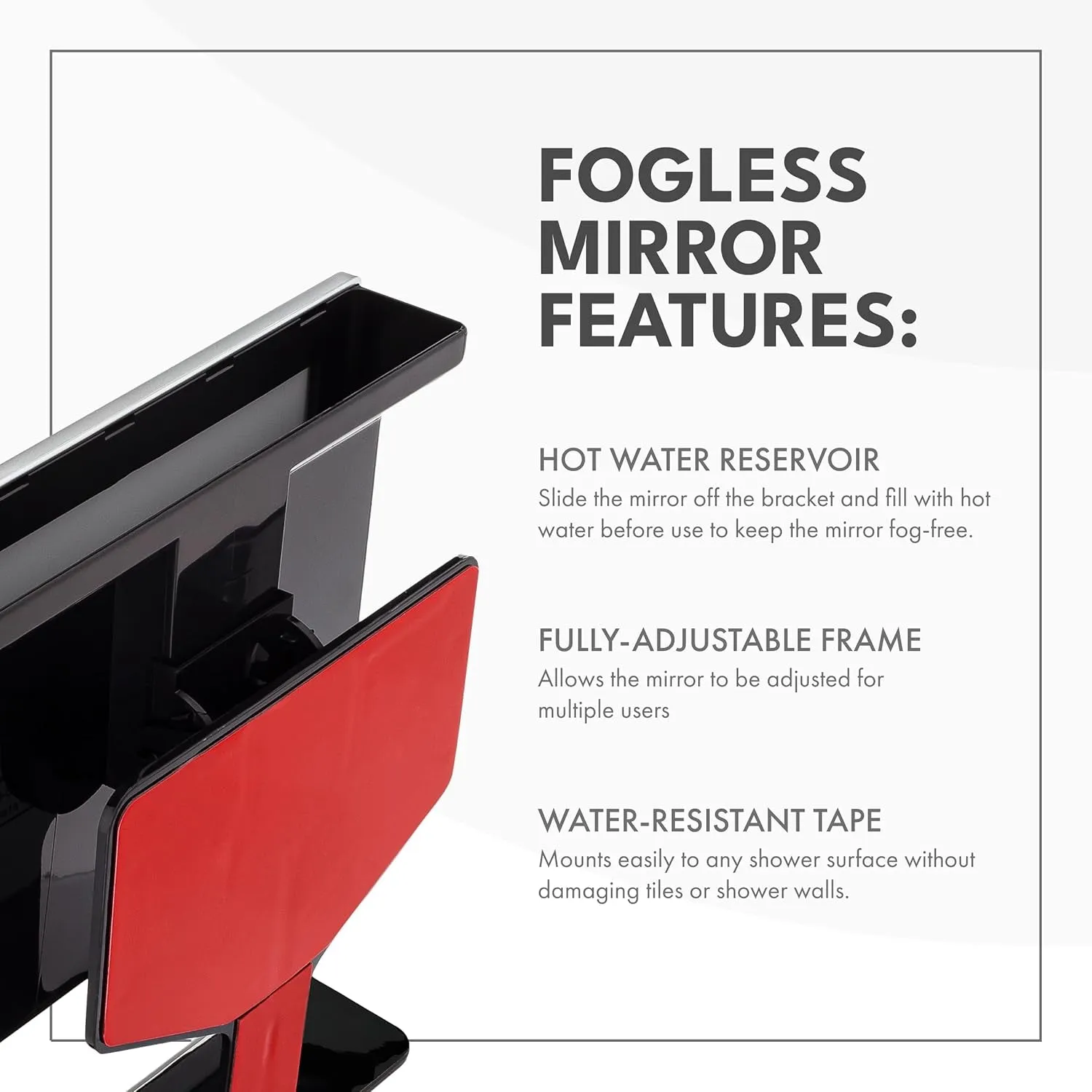 Fogless Shower Mirror with Squeegee - Anti-Fog Mirror - Adjustable Shaving Mirror with a Squeegee - Rust-Proof, Impact-Resistance Bathroom Shower Mirror