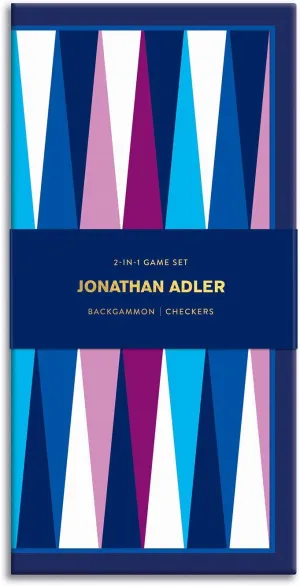 Galison Jonathan Adler 2-in-1 Travel Game Set, Checkers and Backgammon – Perfect for Game Night – Chic, Portable Travel Board Games Featuring Jonathan Adler Designs – Great Gift Idea