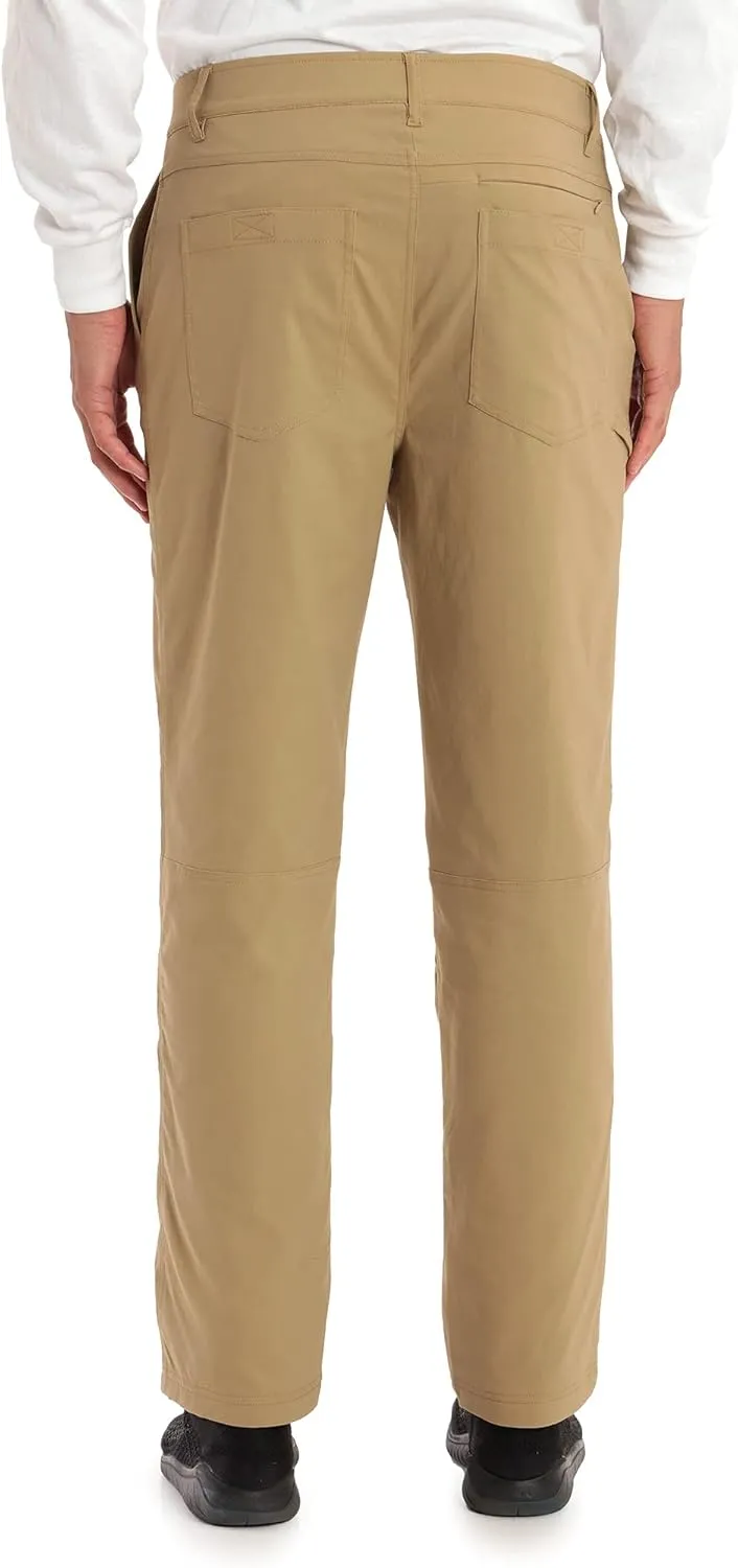 Gerry Mens Fleece Lined Stretch Hiking Travel Pants with Side Zipper Pocket and UPF 50 