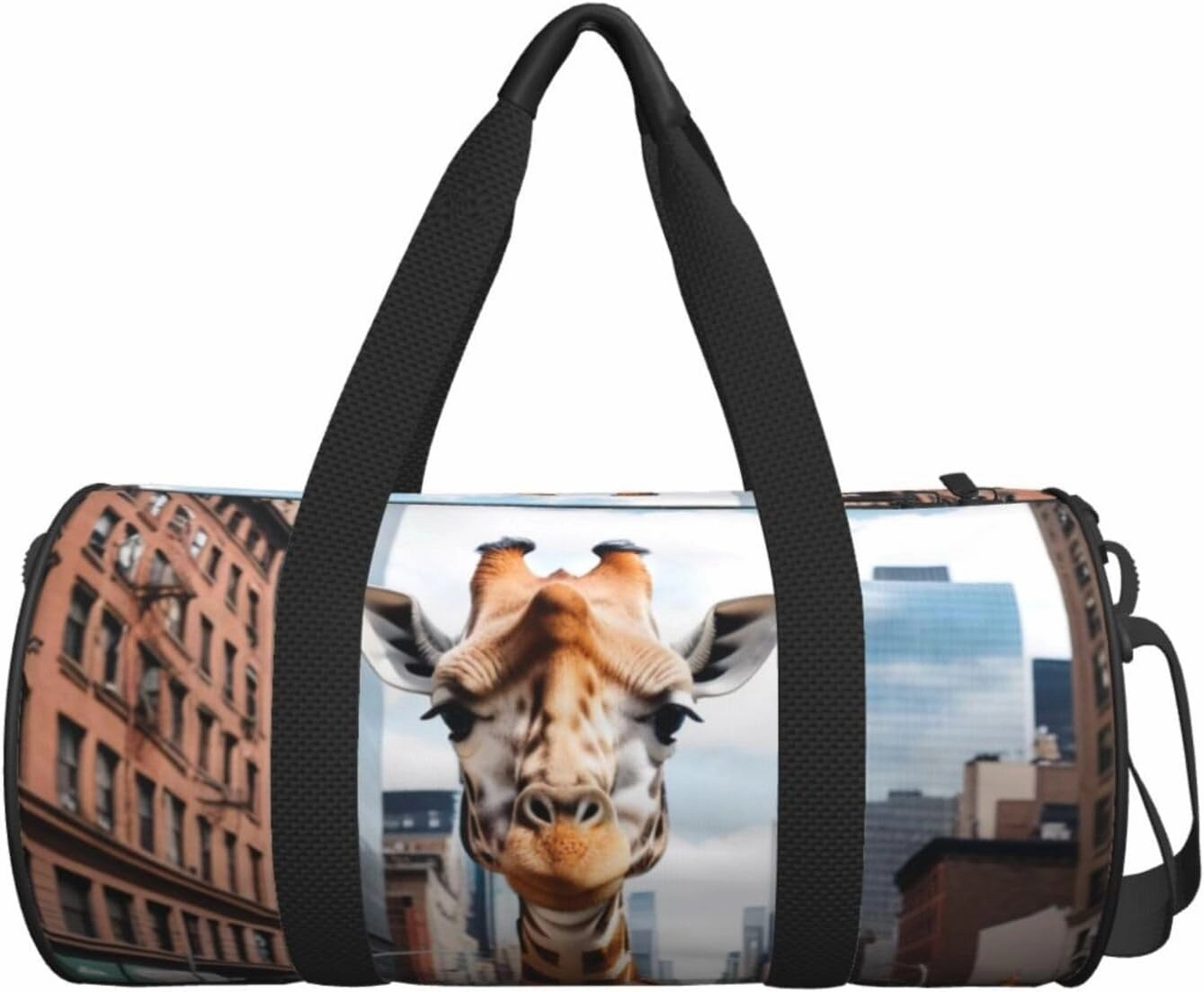 giraffe in new york Printed Travel Bag,Round Personal Item Storage bag,Foldie Duffel Bag for Traveling Vacation,Fitness,Sports