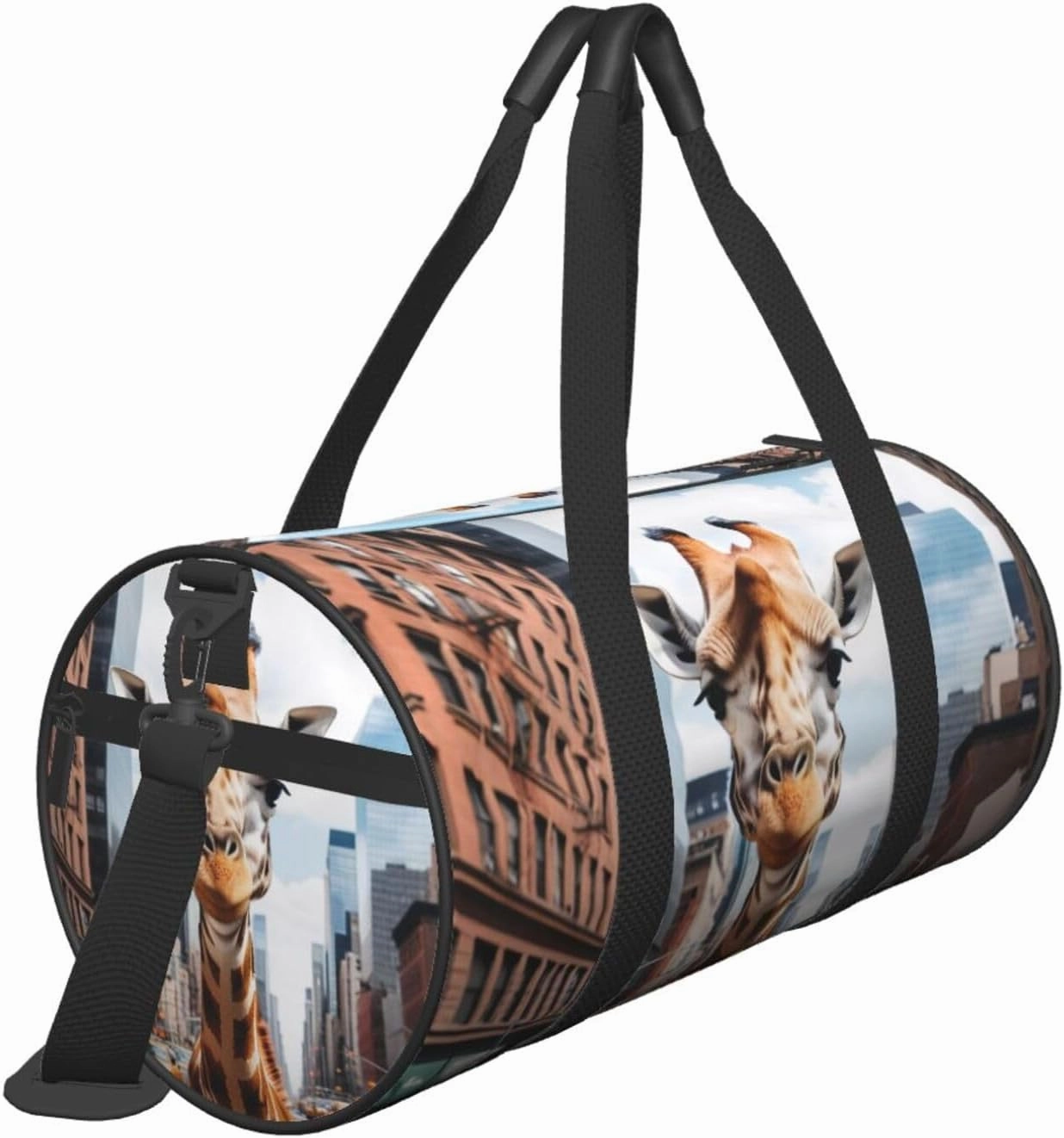 giraffe in new york Printed Travel Bag,Round Personal Item Storage bag,Foldie Duffel Bag for Traveling Vacation,Fitness,Sports