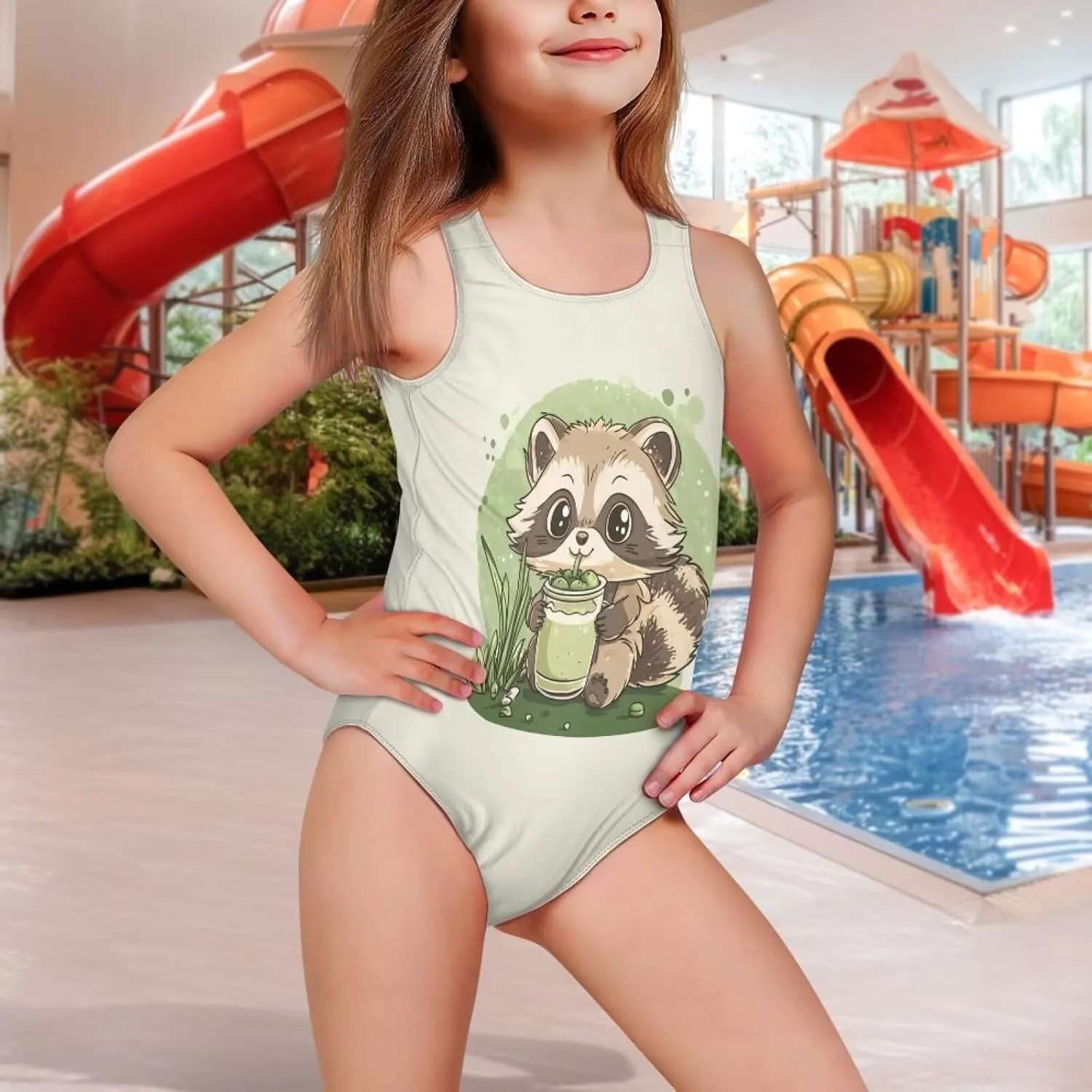 Girls One Piece Swimsuits Sleeveless Lightweight Bathing Suit Beach Swim Suit Quick Dry Swimwear 5-14 Y