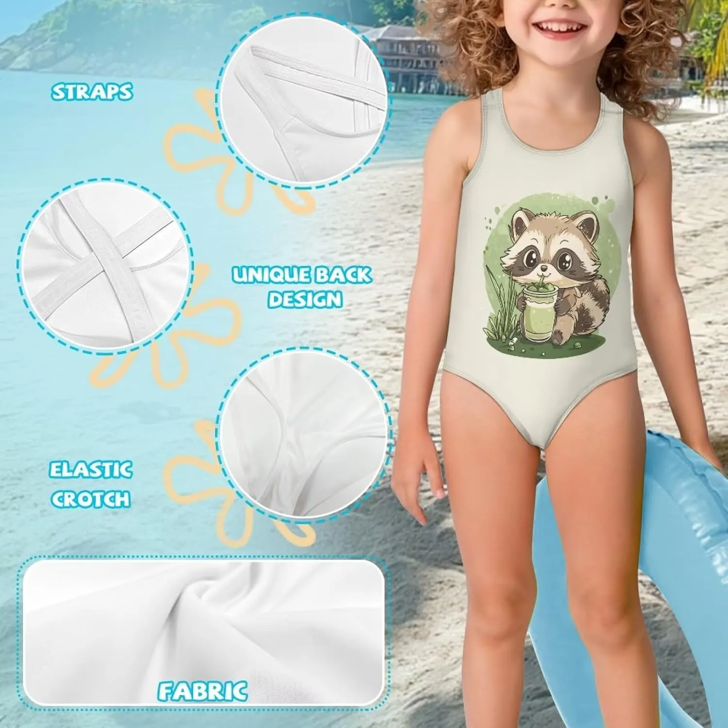 Girls One Piece Swimsuits Sleeveless Lightweight Bathing Suit Beach Swim Suit Quick Dry Swimwear 5-14 Y