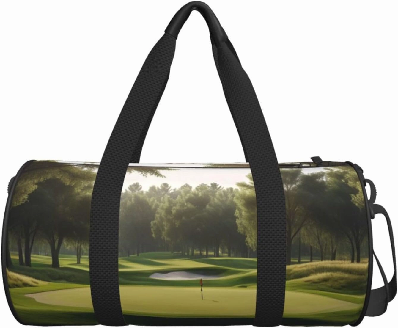 Golf Course Printed Travel Bag,Round Personal Item Storage bag,Foldie Duffel Bag for Traveling Vacation,Fitness,Sports