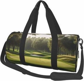 Golf Course Printed Travel Bag,Round Personal Item Storage bag,Foldie Duffel Bag for Traveling Vacation,Fitness,Sports