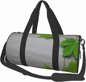 Green Leaves Printed Travel Bag,Round Personal Item Storage bag,Foldie Duffel Bag for Traveling Vacation,Fitness,Sports