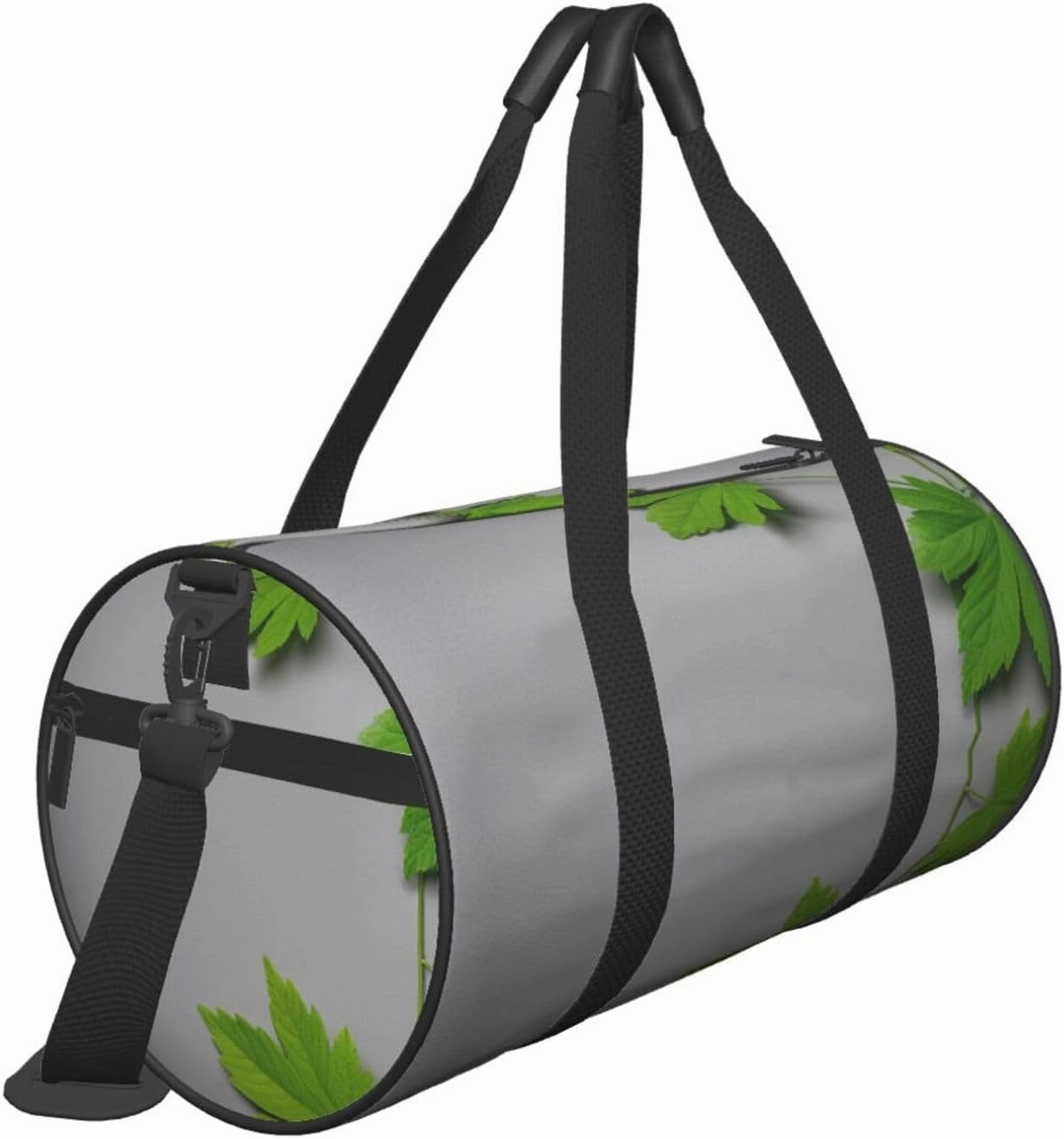Green Leaves Printed Travel Bag,Round Personal Item Storage bag,Foldie Duffel Bag for Traveling Vacation,Fitness,Sports