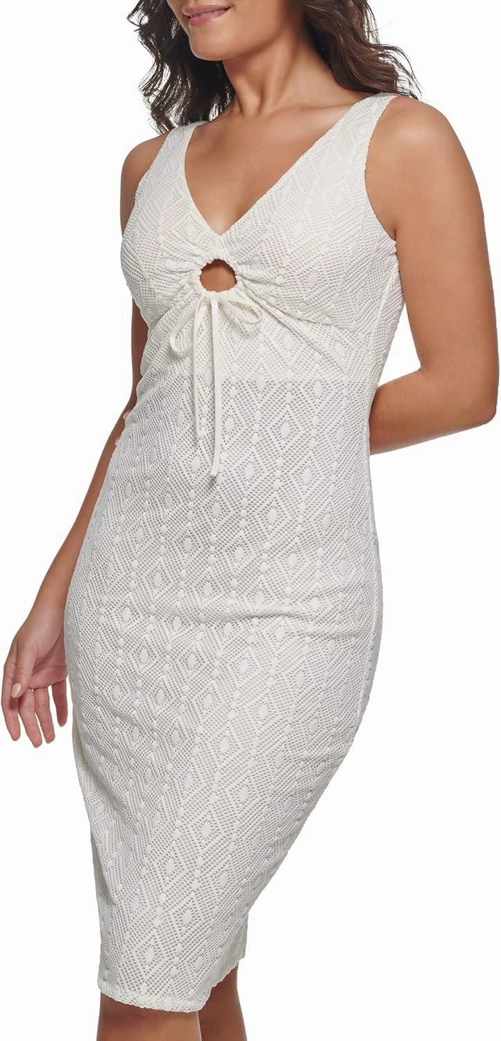 GUESS Women's Geo Lace Sheath with Key Hole Detail Contemporary Dress