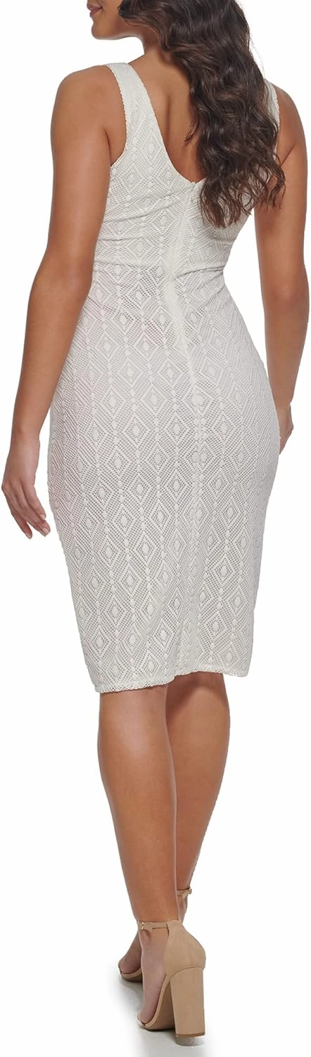 GUESS Women's Geo Lace Sheath with Key Hole Detail Contemporary Dress