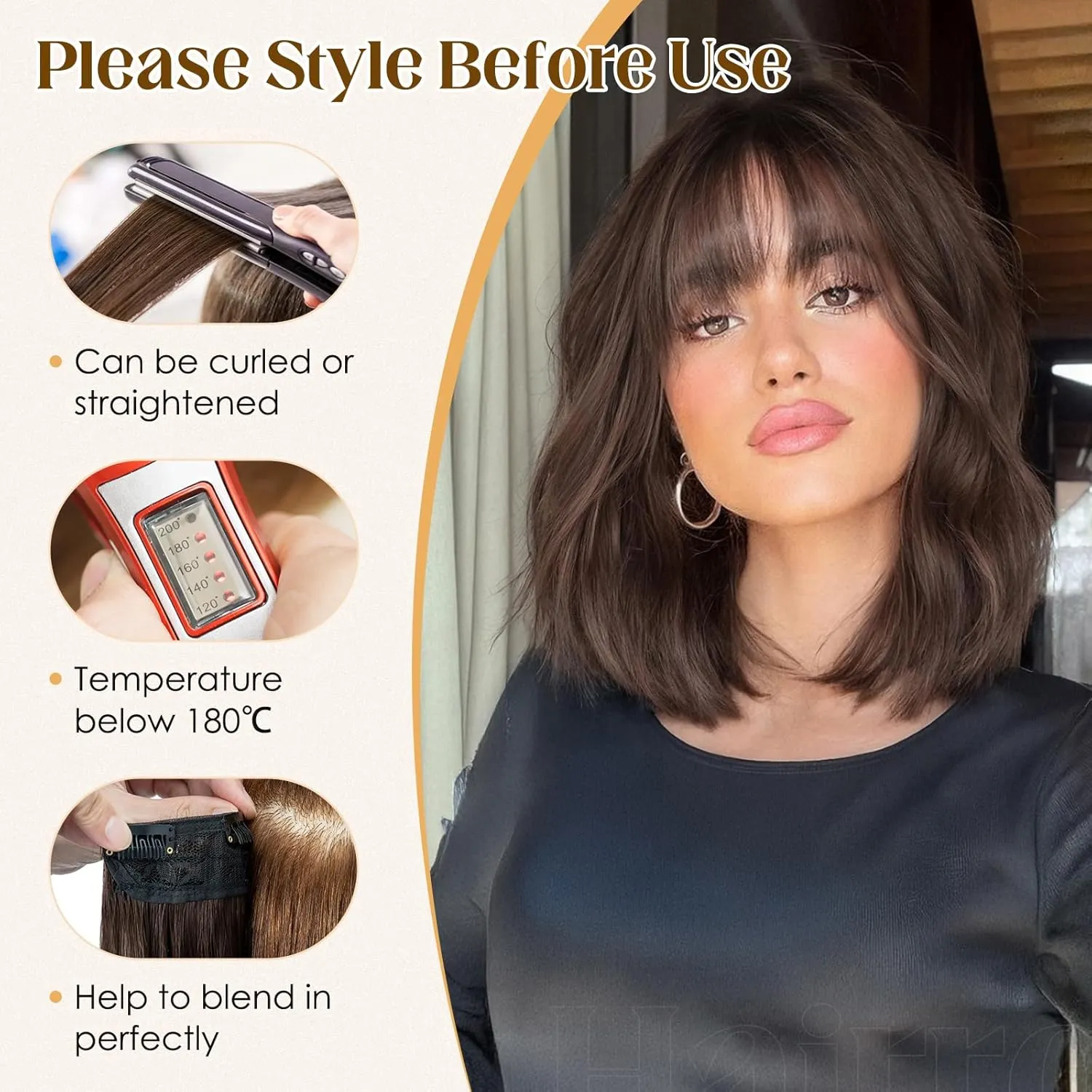 Hairro 4PCS Clip In Short Hair Extensions Remy Human Hair Mini Clip On Hairpiece Invisible Hairpin Hair Pieces For Women With Thinning Hair #04 Medium Brown