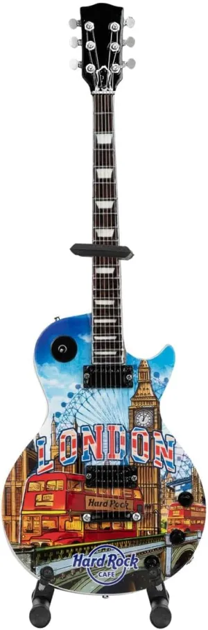 Hard Rock Country Colors 10' Decoration Miniature City Guitar with Stand, London (LON)