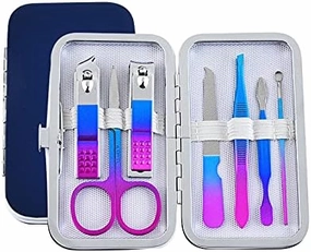 HEXEH Nail Clippers Kit Beauty Tools 15-Piece Set Beauty Manicure Color Titanium Set Decoration Foot Nail Clippers Nail Clipper Set Box Manicure Set (Size : 7 Piece Sets)