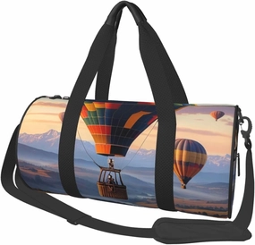 Hot Air Balloon Printed Travel Bag,Round Personal Item Storage bag,Foldie Duffel Bag for Traveling Vacation,Fitness,Sports
