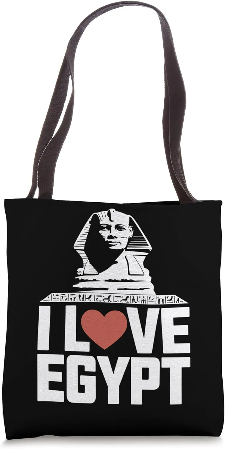 I Love Egypt Sphinx Hieroglyphics Travel Tote Bag