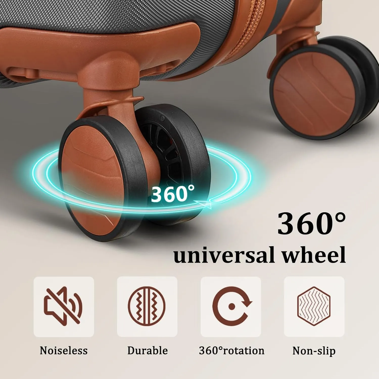 imiomo Hard Shell Luggage Sets 5 Piece for Women, Lightweight Hardside Rolling Suitcase Set with Spinner Wheels and TSA Lock, Grey