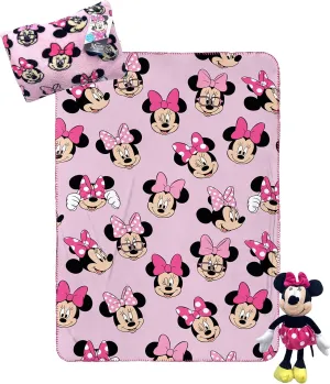 Jay Franco Disney Minnie Mouse Travel Set - 3 Piece Kids Travel Set Includes Blanket, Pillow, & Plush