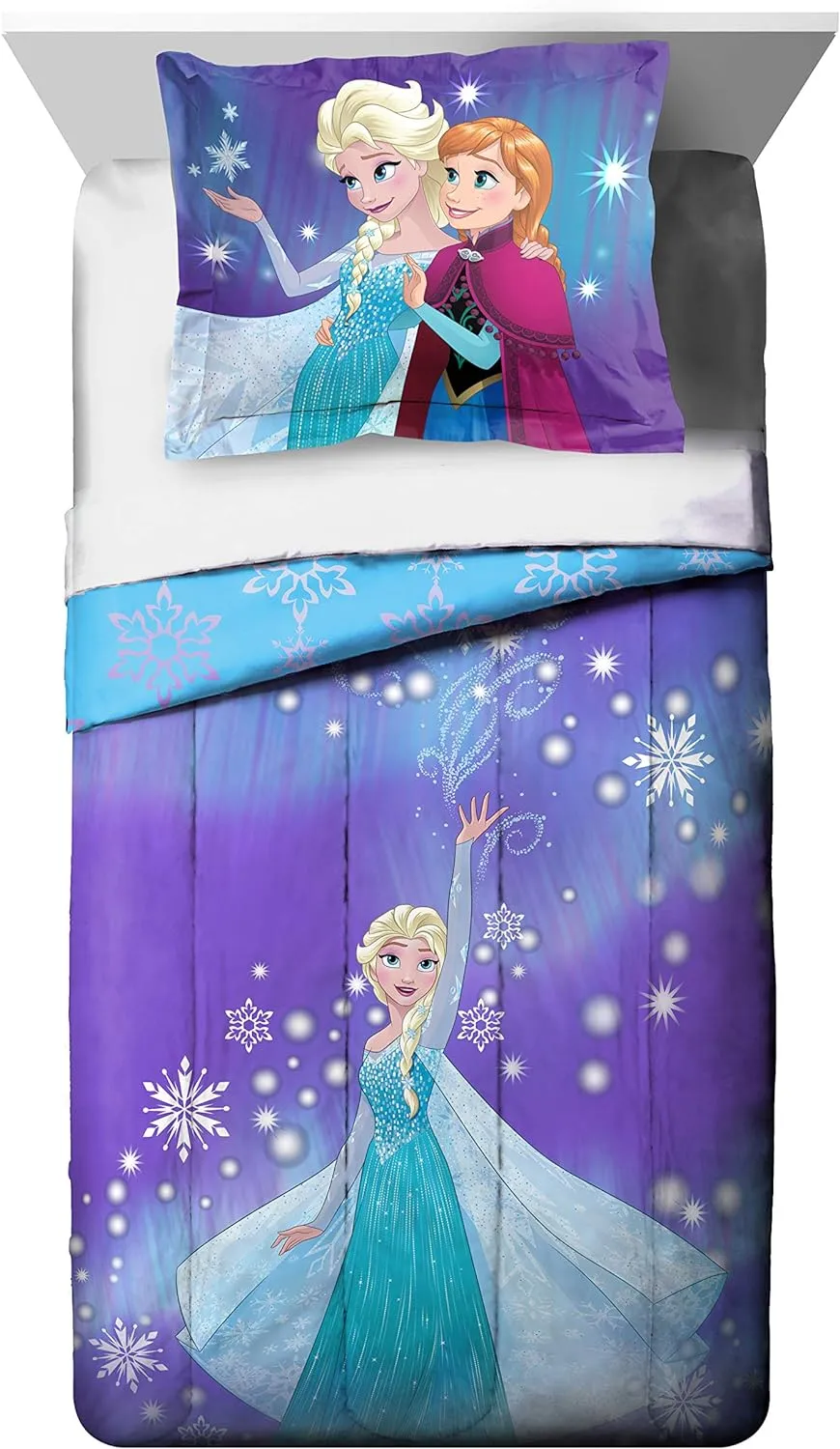 Jay Franco Frozen Magical Winter 5 Piece Twin Bed Set-(Offical Disney Product)