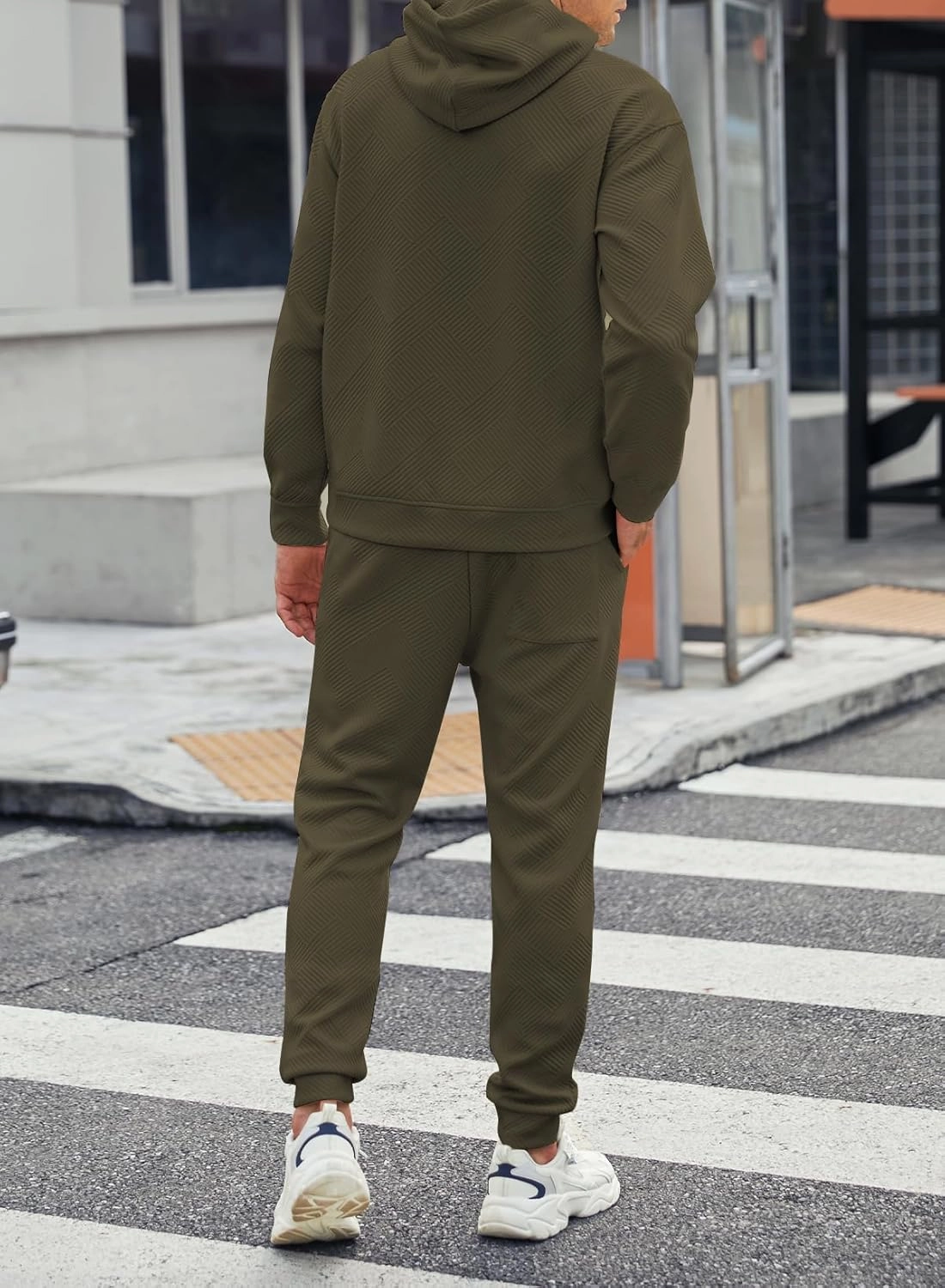 JMIERR Mens 2 Piece Jacquard Sweatsuit Outfits Hoodie Sweatshirt & Joggers Sweatpants Set Tracksuit