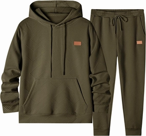 JMIERR Mens 2 Piece Jacquard Sweatsuit Outfits Hoodie Sweatshirt & Joggers Sweatpants Set Tracksuit