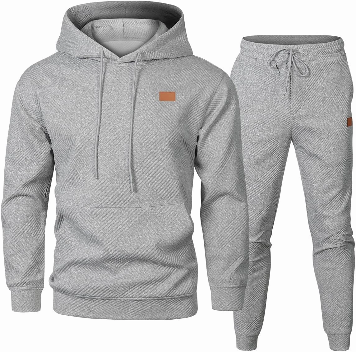 JMIERR Mens 2 Piece Jacquard Sweatsuit Outfits Hoodie Sweatshirt & Joggers Sweatpants Set Tracksuit