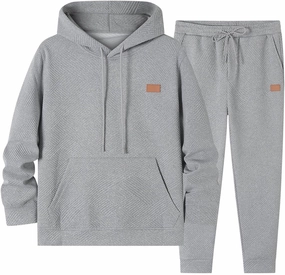 JMIERR Mens 2 Piece Jacquard Sweatsuit Outfits Hoodie Sweatshirt & Joggers Sweatpants Set Tracksuit