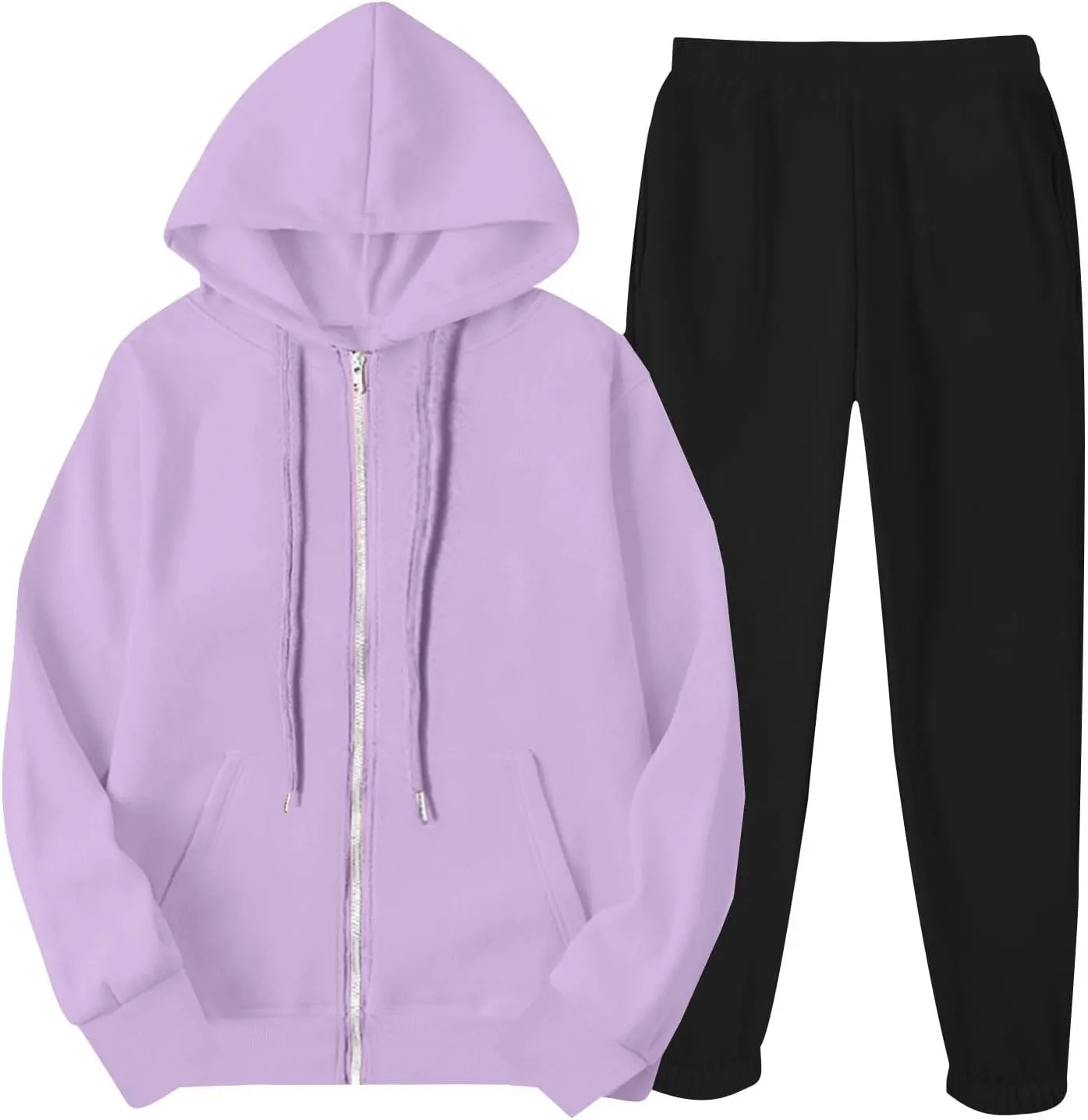 Jogger Sets for Women 2 Piece Zipper Jacket Long Sleeve Hoodie Sweatshirt Baggy Sweat Pants Comfy Lounge Sweatsuit
