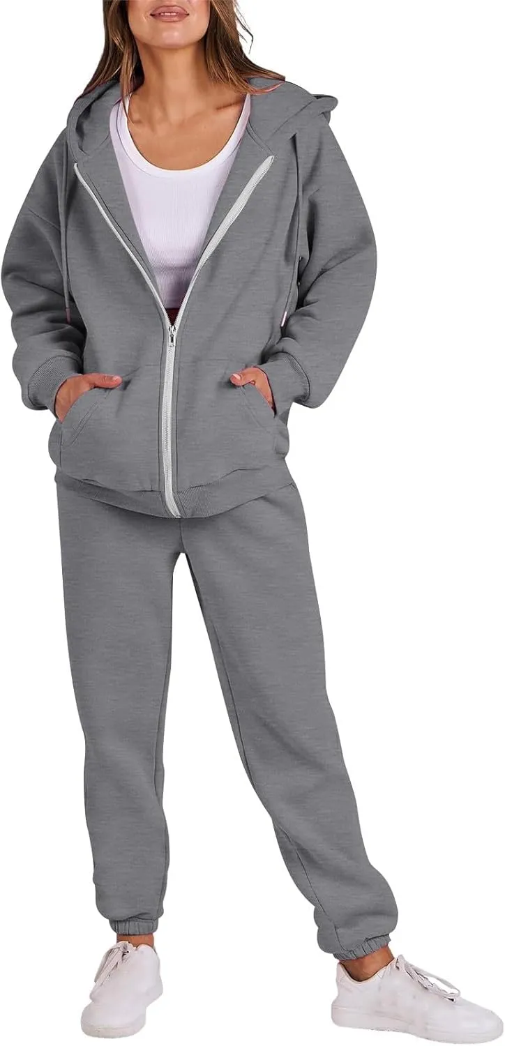 Jogger Sets for Women 2 Piece Zipper Jacket Long Sleeve Hoodie Sweatshirt Baggy Sweat Pants Comfy Lounge Sweatsuit
