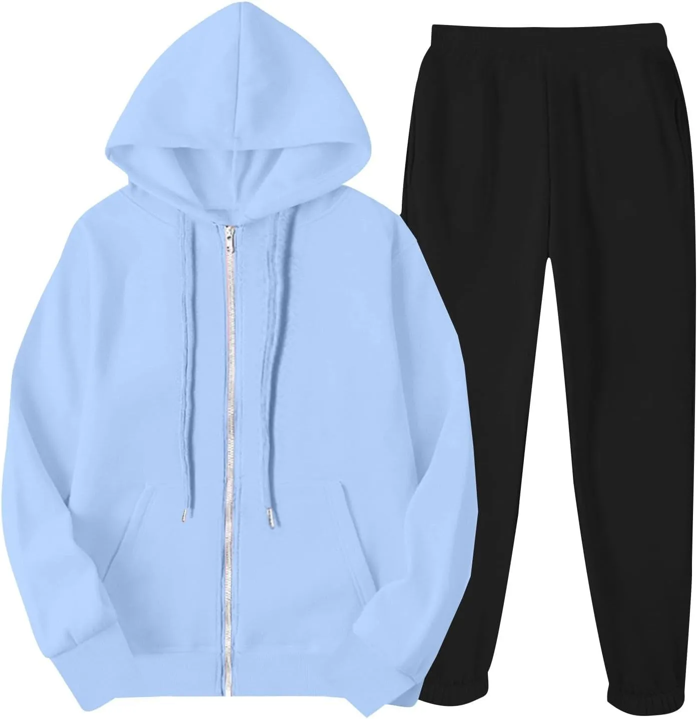 Jogger Sets for Women 2 Piece Zipper Jacket Long Sleeve Hoodie Sweatshirt Baggy Sweat Pants Comfy Lounge Sweatsuit