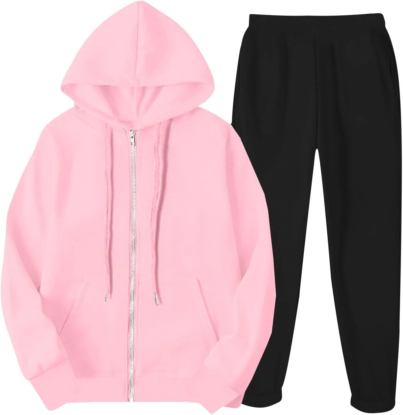 Jogger Sets for Women 2 Piece Zipper Jacket Long Sleeve Hoodie Sweatshirt Baggy Sweat Pants Comfy Lounge Sweatsuit